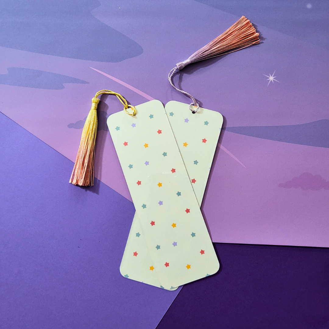 Magical Girl Accessories Laminated Bookmark w\tassel Pink and White Product Photo Back