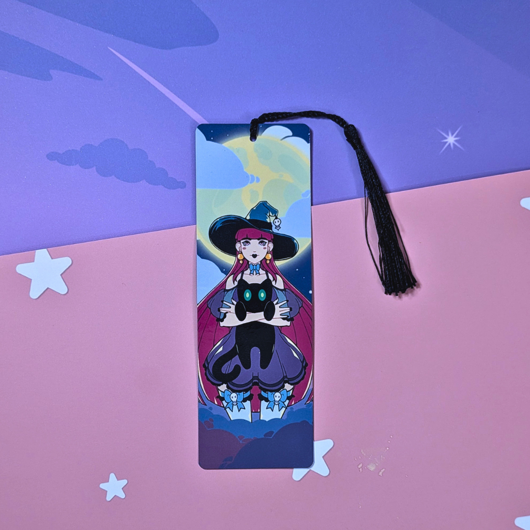 Full Moon Witch Laminated Bookmark w/tassel