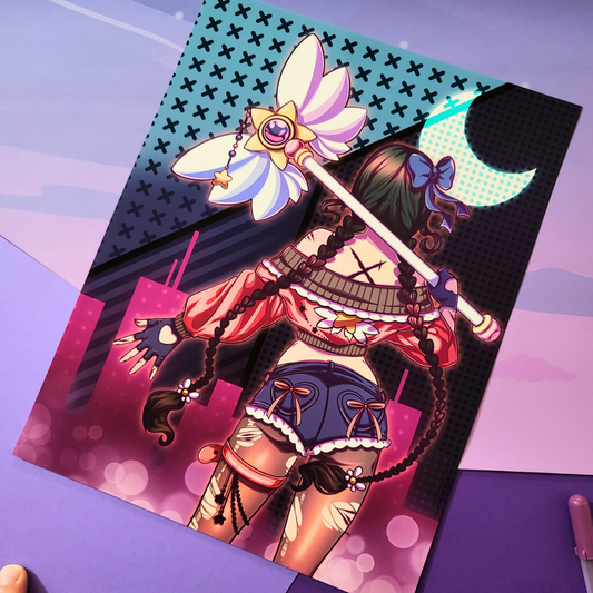 Nighttime Fighting Magical Girl Print Product Photo